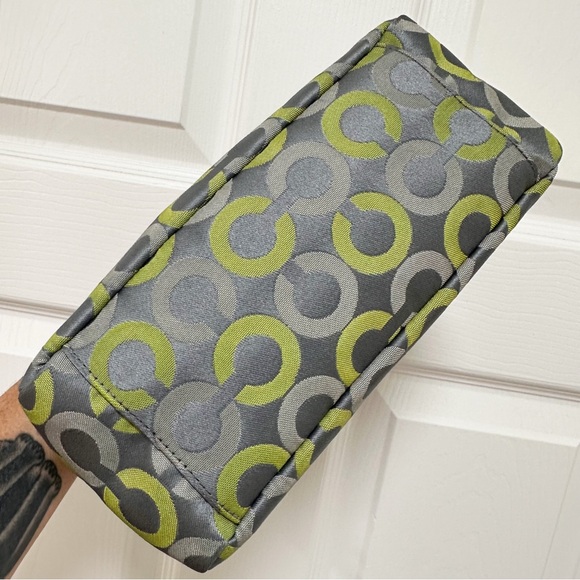 Coach Madison Op Art Shoulder Pouch Graphite Green Signature Jacquard - Picture 6 of 11